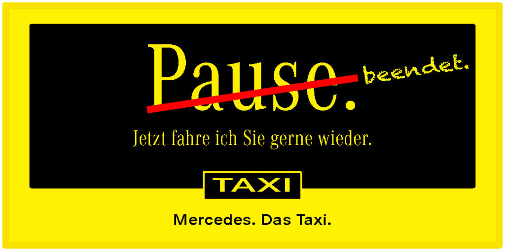 Taxischild Pause Mailing Prien